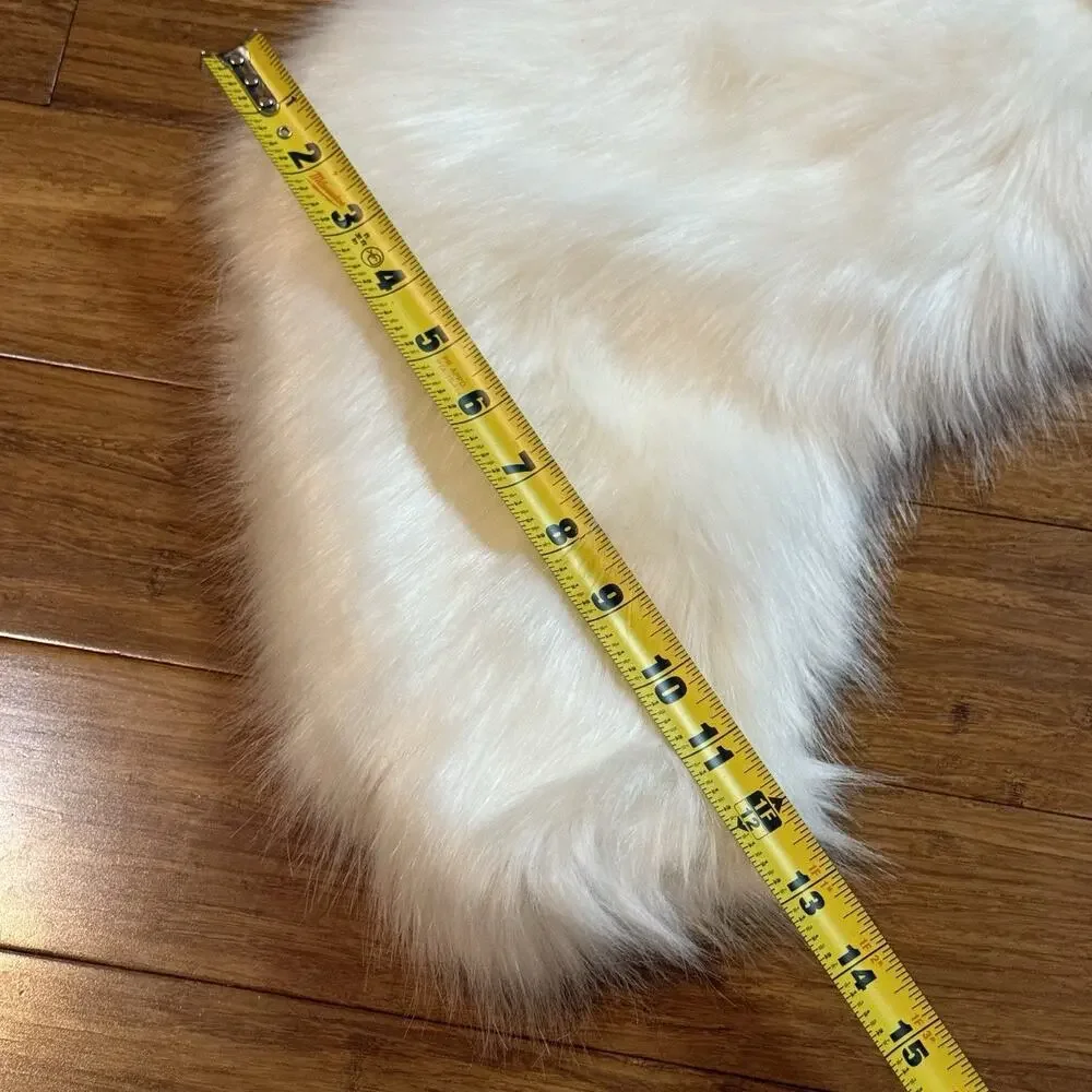 Pottery Barn Faux Fur Fox Ivory Velvet Christmas Stocking Embroidered Courtney - Picture 5 of 9